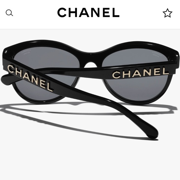 CHANEL Black Sunglasses with Gold Logo Accents main image 10